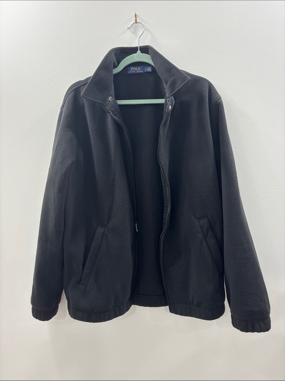 Polo Ralph Lauren Men’s Fleece Jacket Full Zip Black Large L Excellent Condition